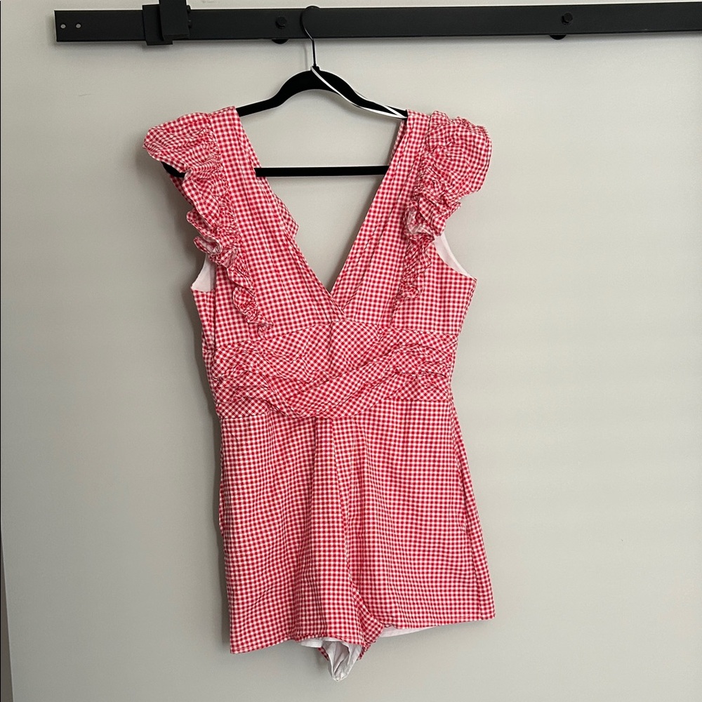 Red Gingham Romper - image 1